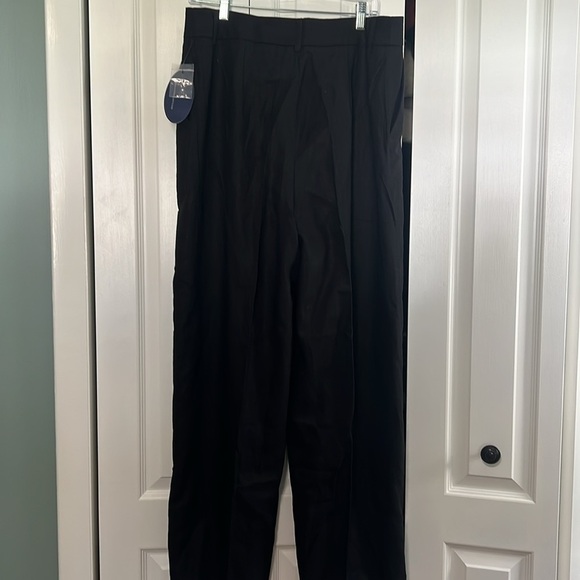 Scoop Women's Linen Blend Tailored Wide Leg Pants Black - Picture 4 of 7